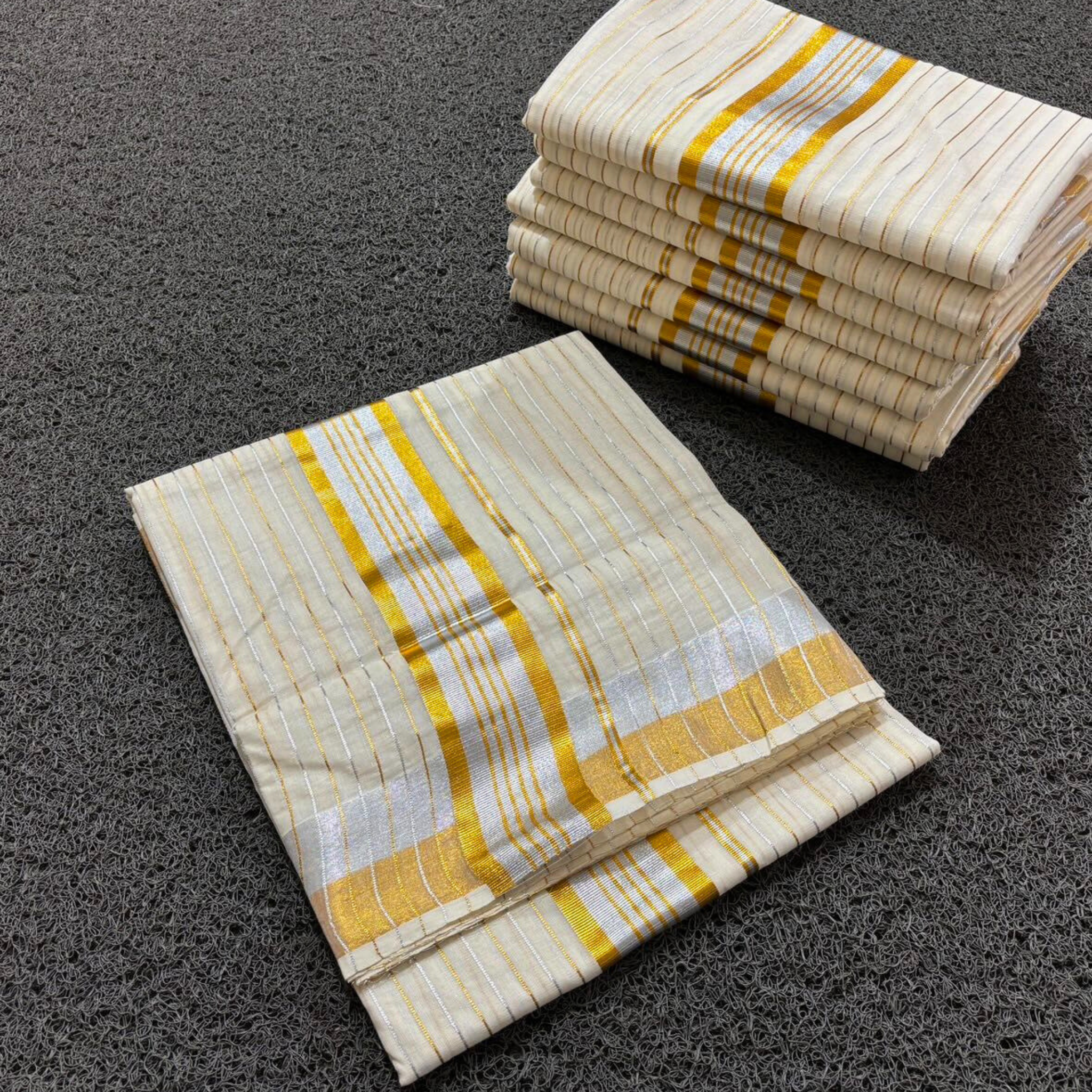 Silver Gold Cotton Ready to Wear Saree