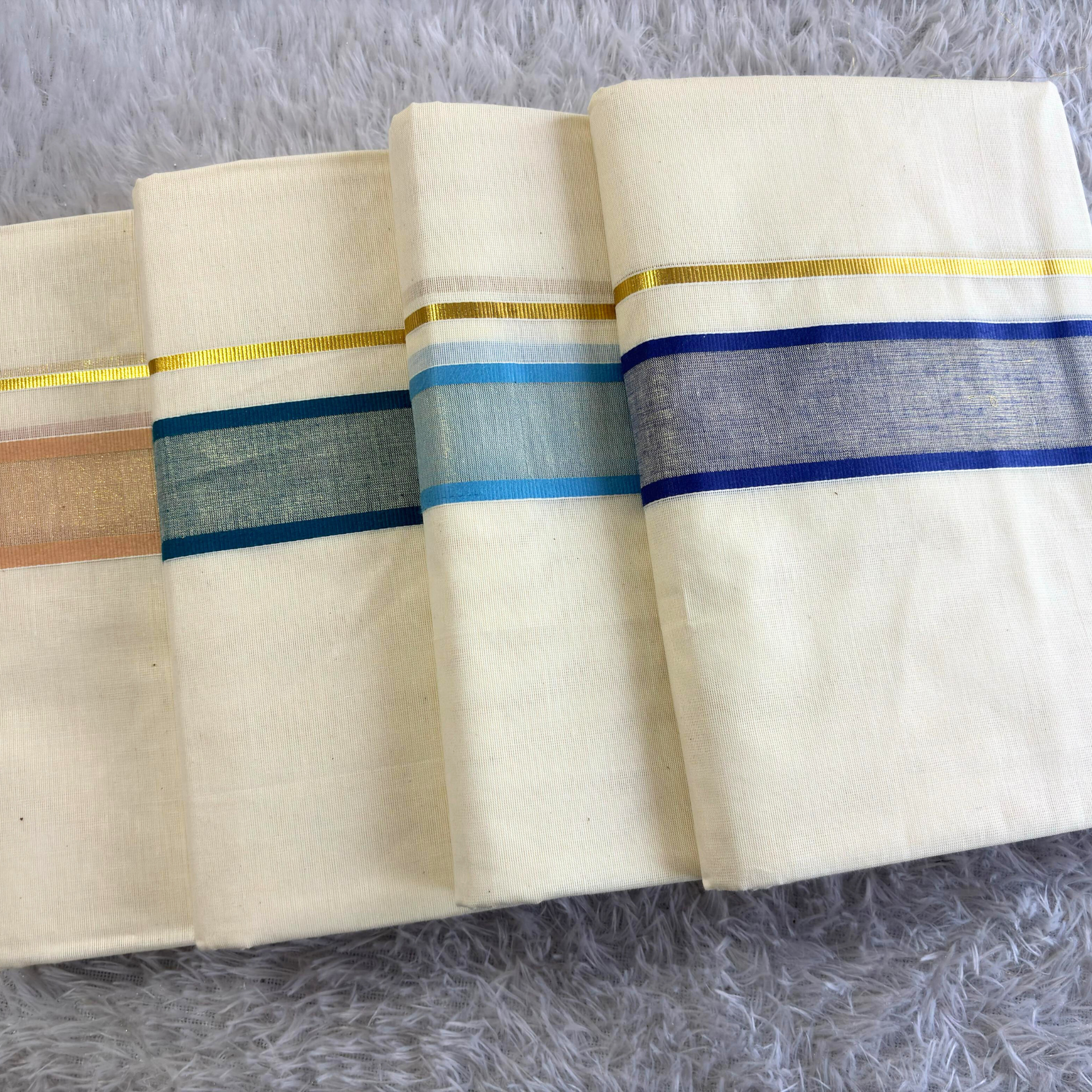 Kasavu Kara Cotton Double Mundu (Design 2)