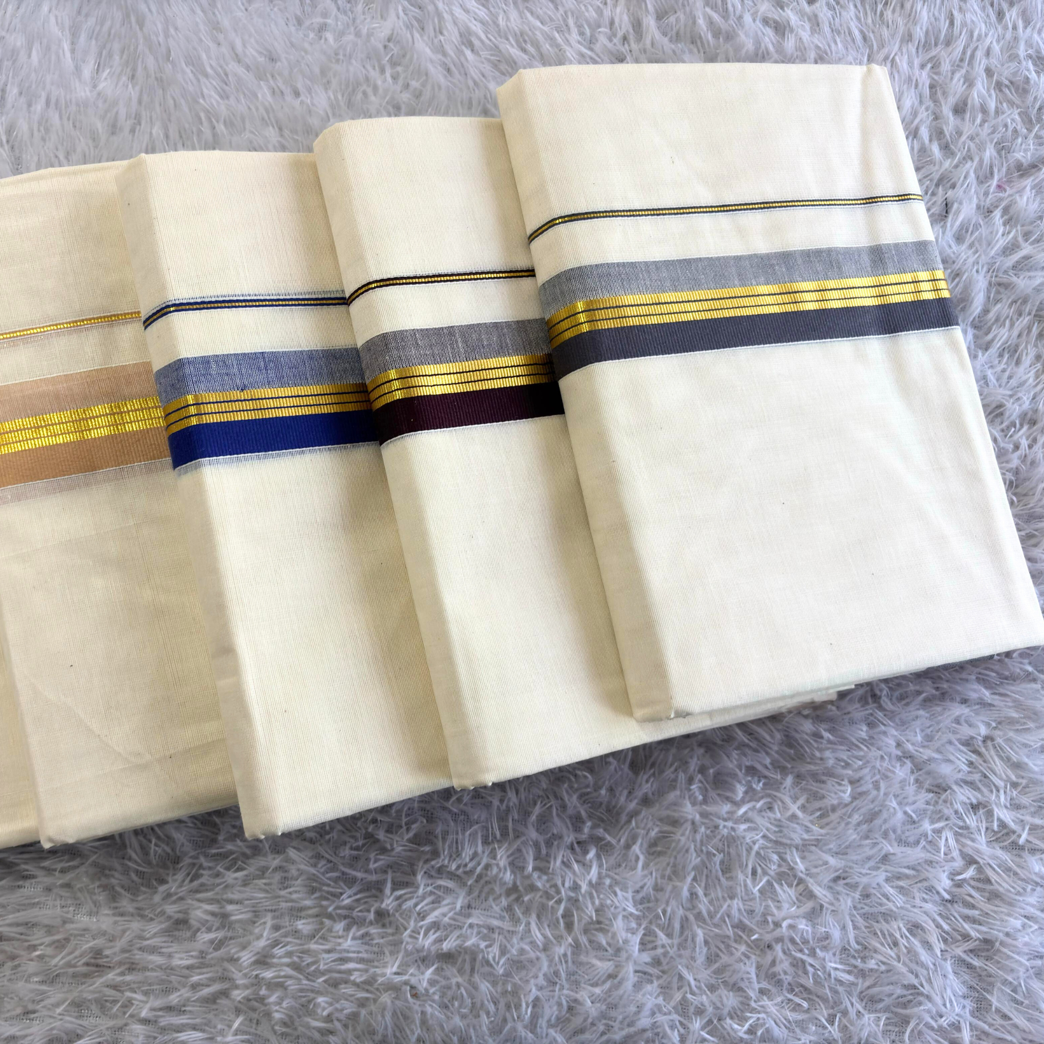 Kasavu Kara Cotton Double Mundu (Design 1)