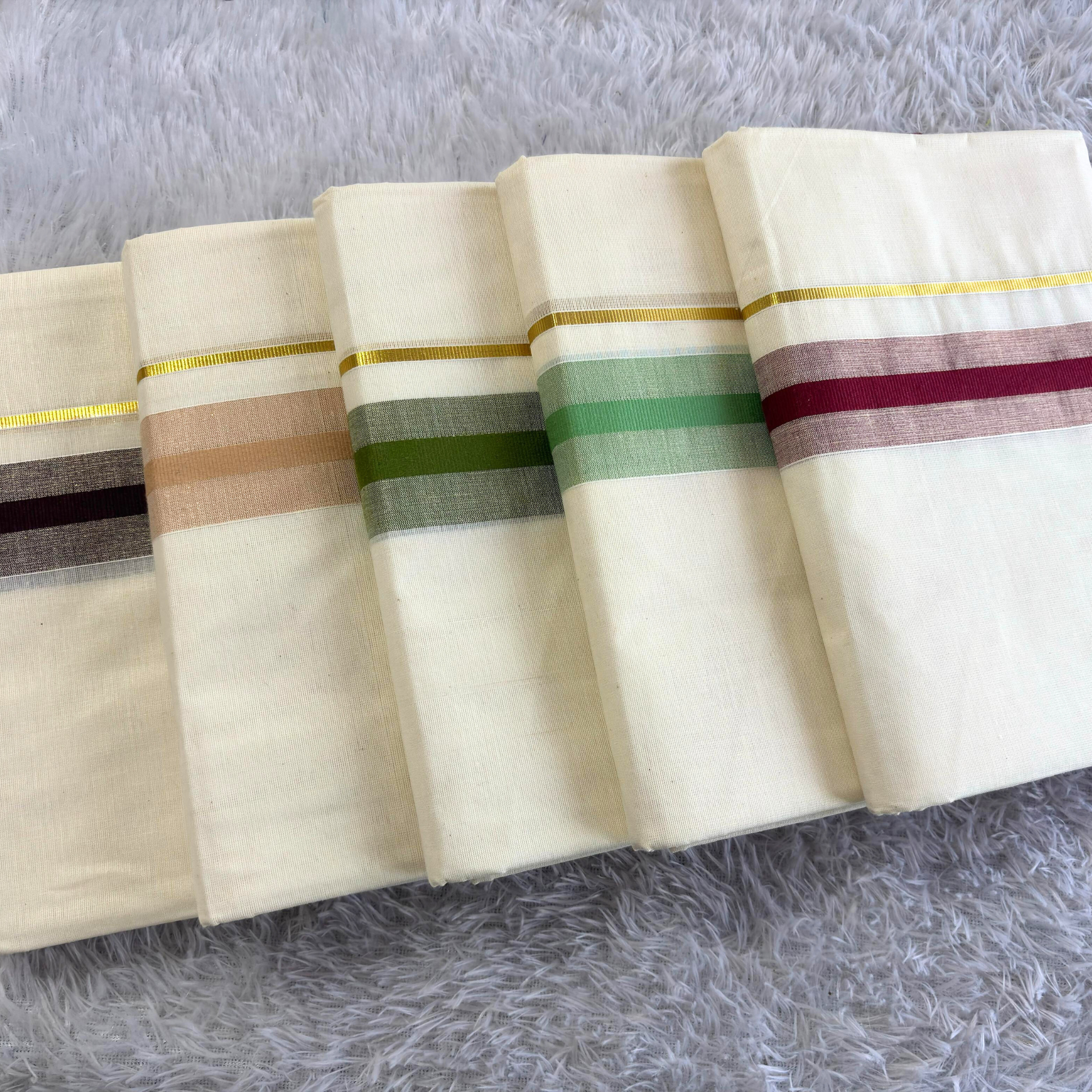 Kasavu Kara Cotton Double Mundu (Design 3)