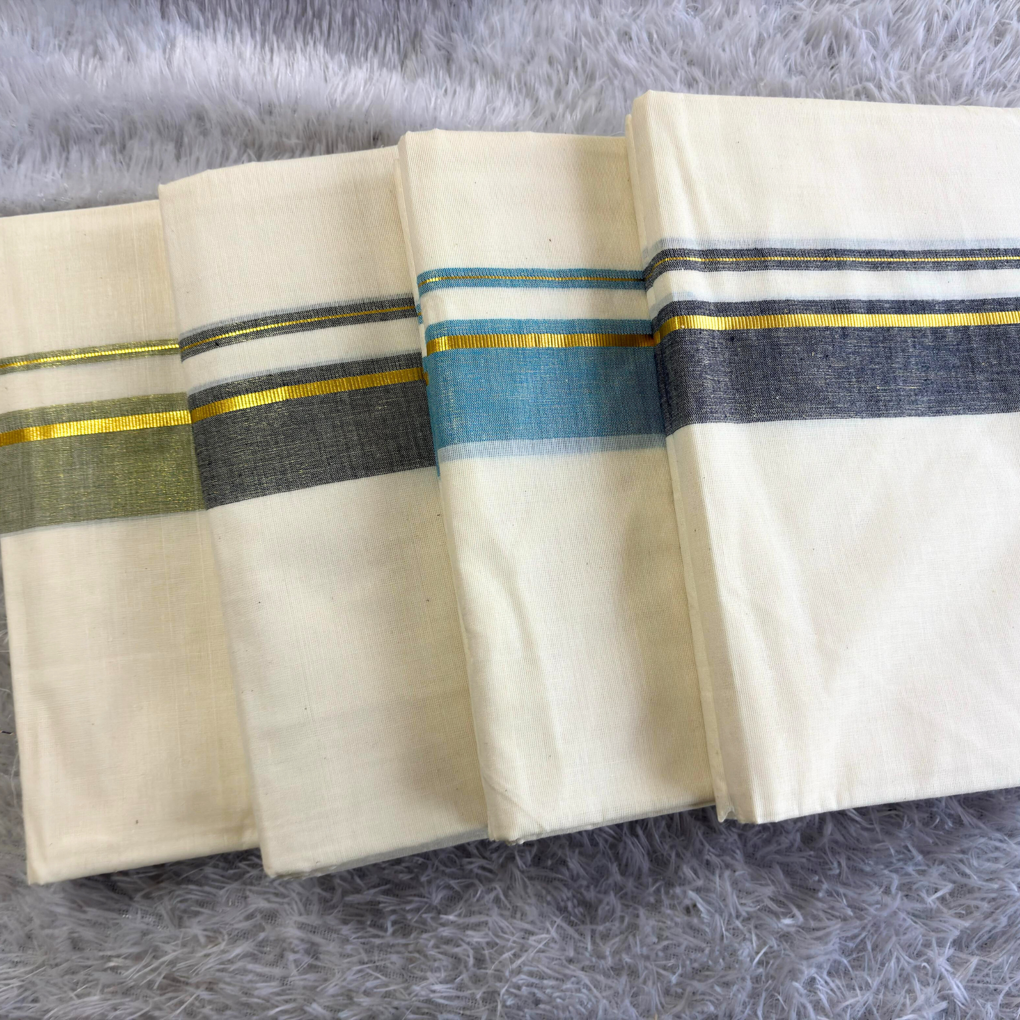 Kasavu Kara Cotton Double Mundu (Design 4)