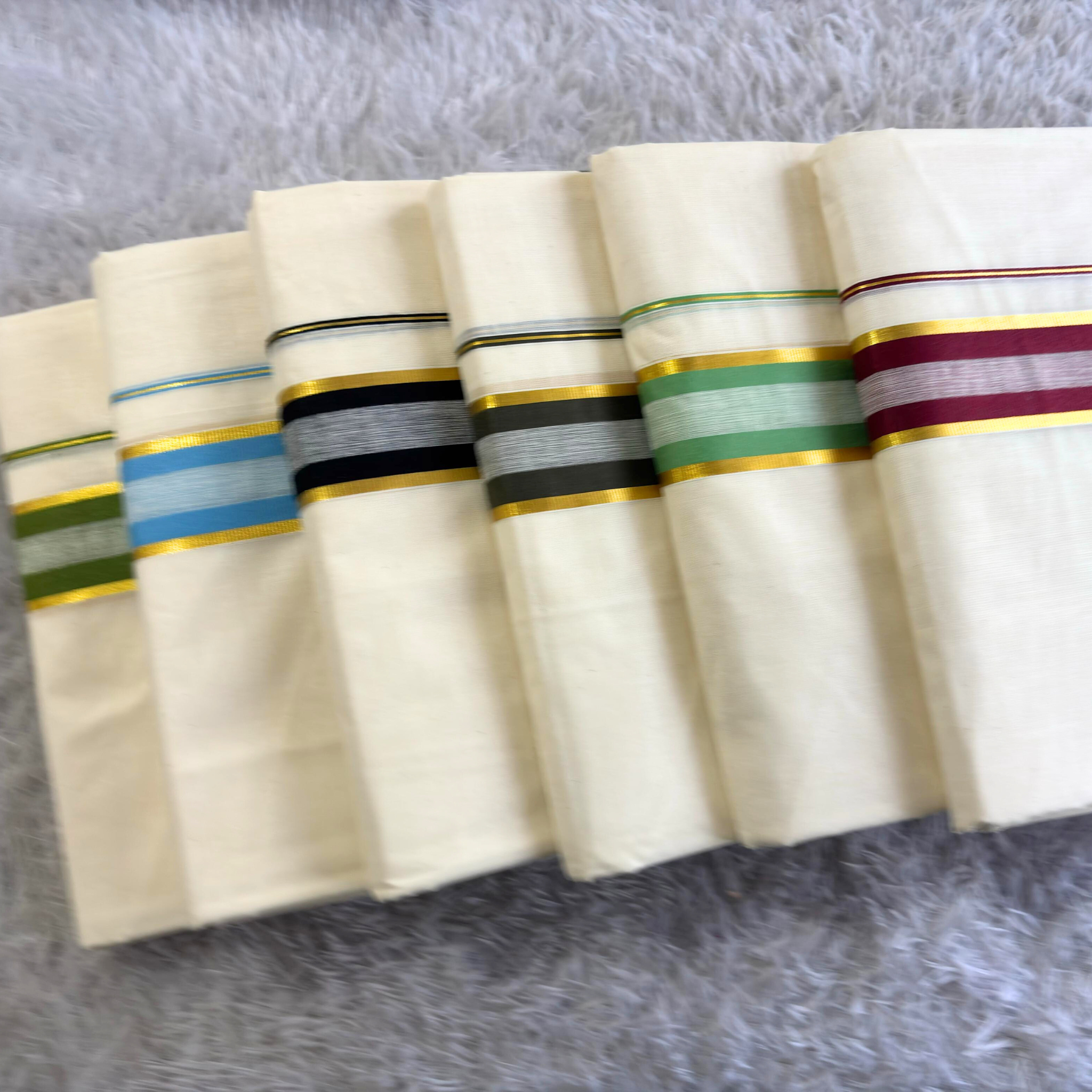 Kasavu Kara Cotton Double Mundu (Design 5)