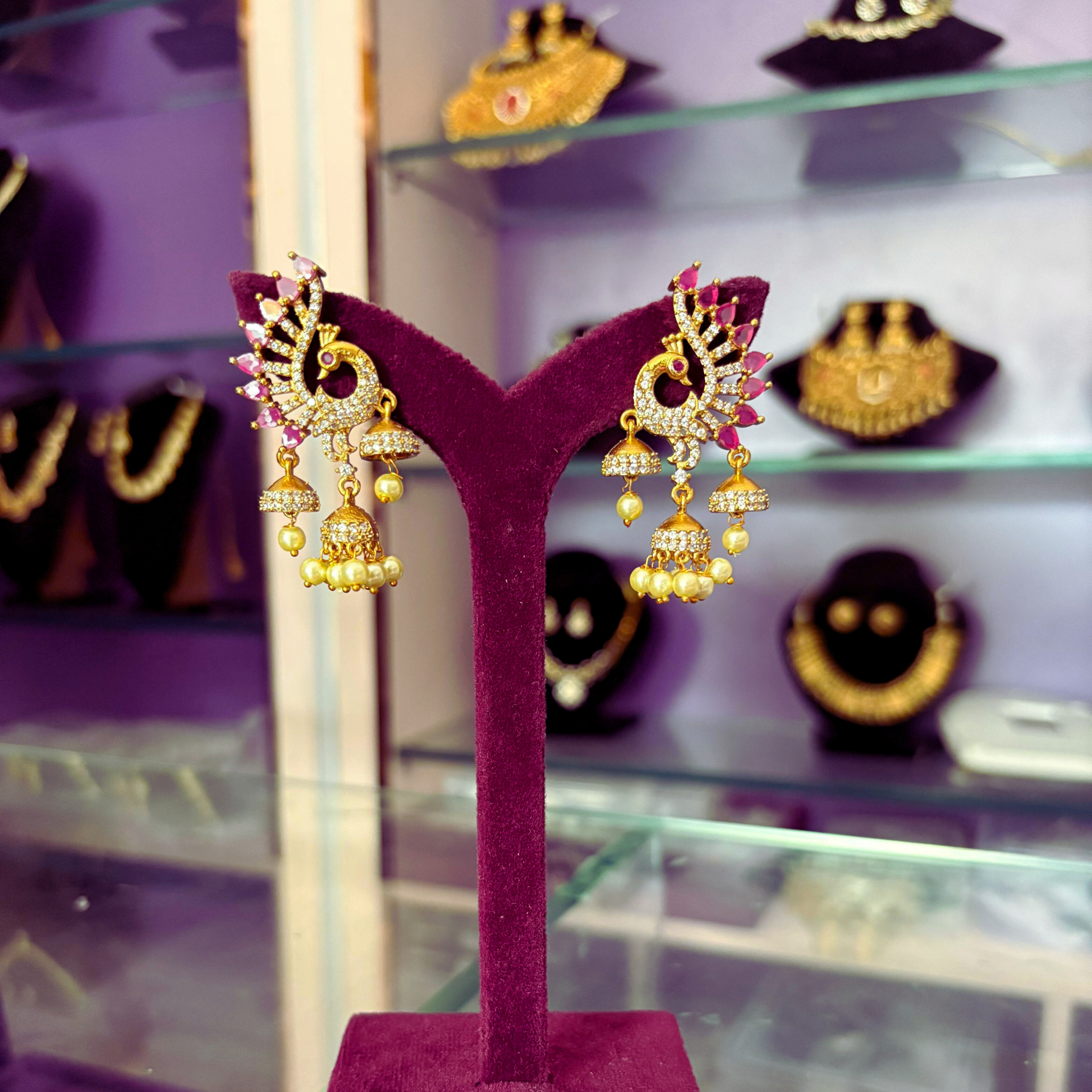 Peacock Jhumka Earrings